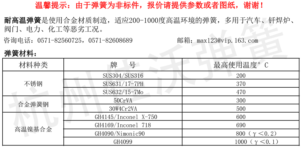 高温弹簧